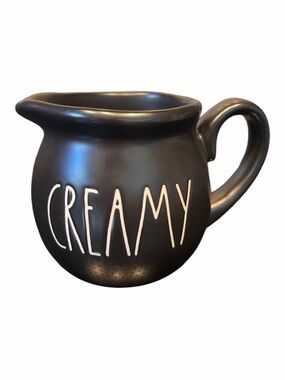 Rae Dunn Creamy Creamer Jar pitcher Matte Black Farmhouse Decor Ceramic Pottery